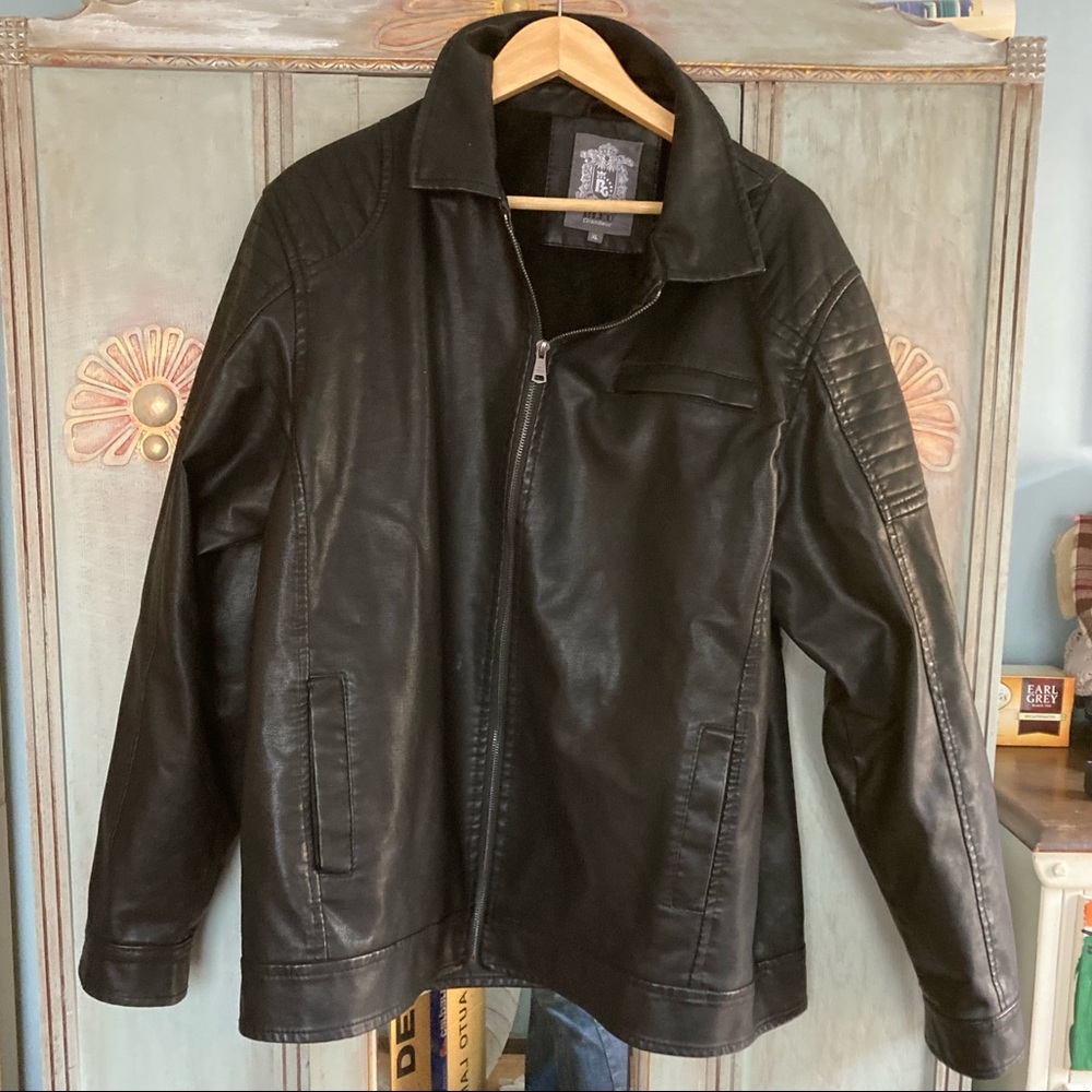 Bleu Grandeur faux leather jacket XL